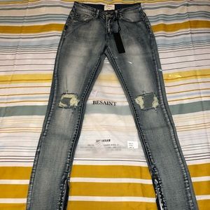 BESAINT RIPPED STONEWASH JEANS